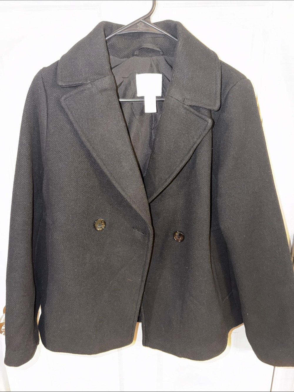 H&M Black Double-Breasted Pea Coat XS